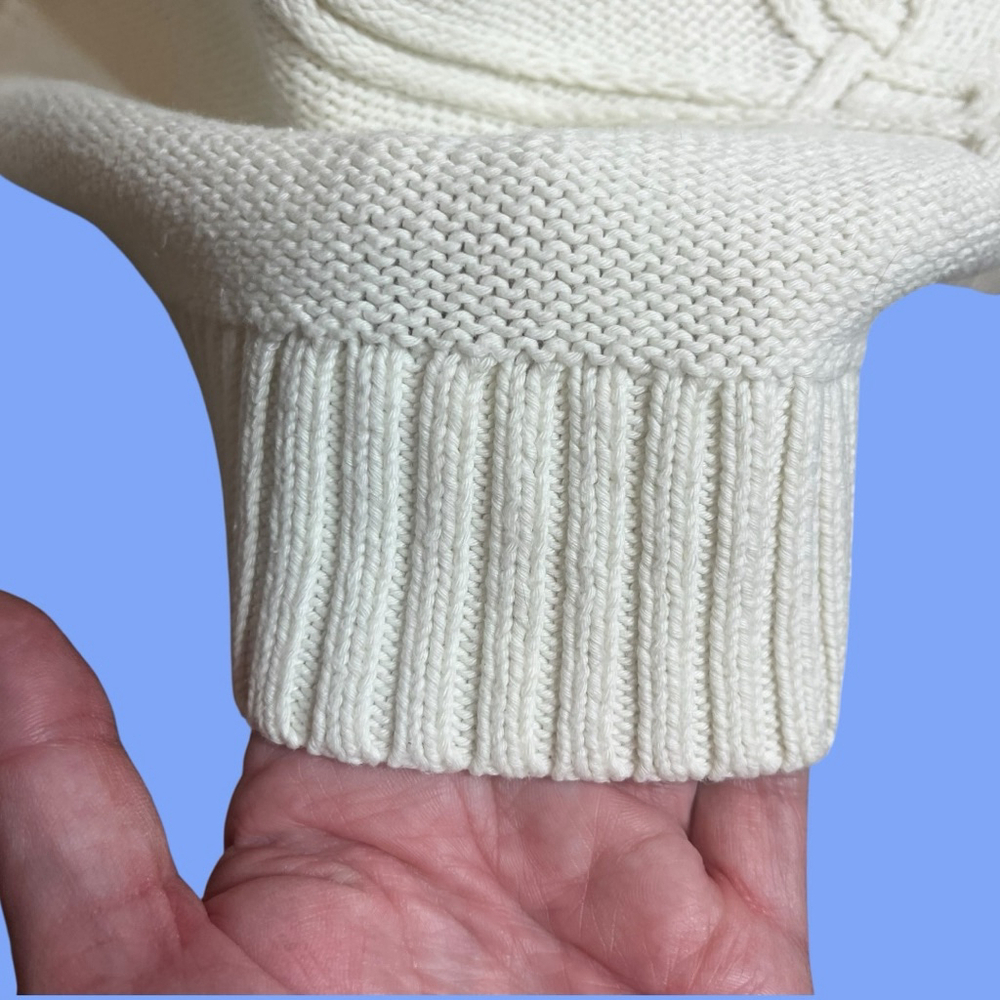 Women’s Talbots Anchor Cotton Sweater, Petite M, Off White - Picture 2 of 14